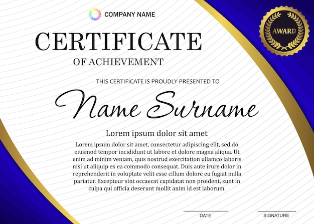 Vector plantilla de certificado o diploma con patrón de lujo