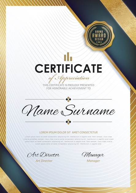 Plantilla de certificado con patrón limpio y moderno,
