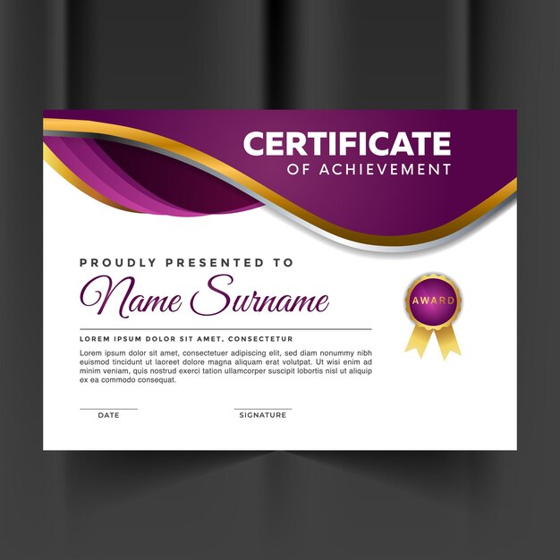 Plantilla de certificado premium abstracto