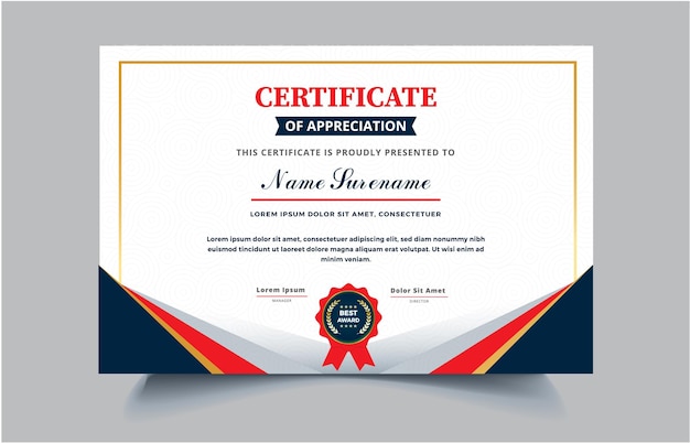 Plantilla de certificado de reconocimiento elegante degradado