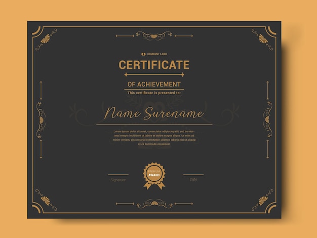 Plantilla de certificado de reconocimiento. Plantilla vintage de moda