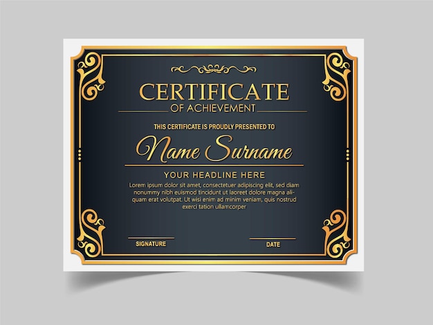 Plantilla de certificado de reconocimiento vectorial