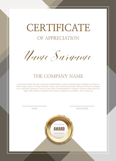 Plantilla de certificado de reconocimiento