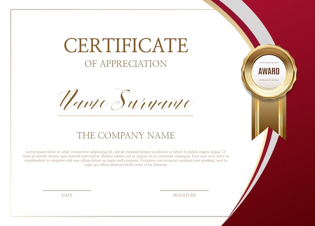 Plantilla de certificado de reconocimiento