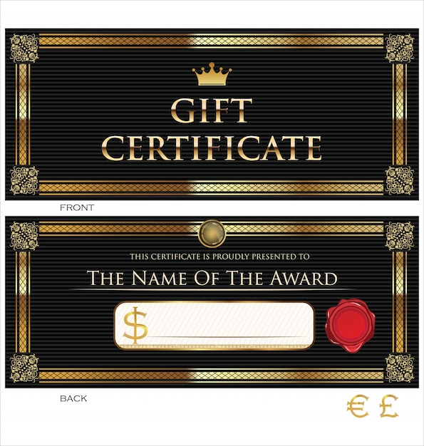 Vector plantilla de certificado de regalo