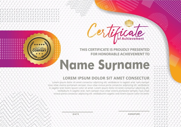 Plantilla de certificado con textura de fondo moderno
