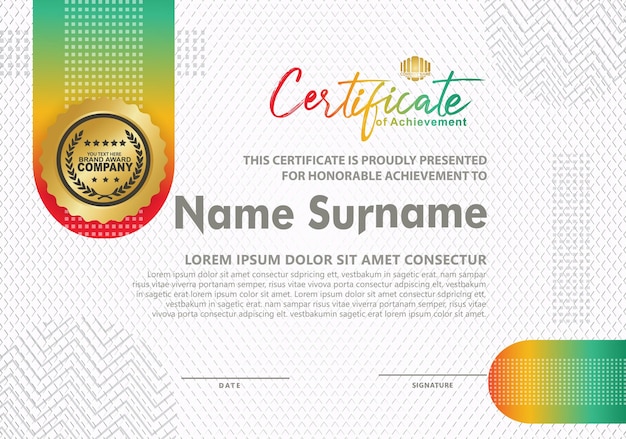 Plantilla de certificado con textura de fondo moderno