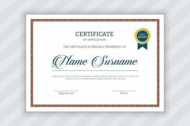 plantilla de certificado vectorial con certificado de logro vintage