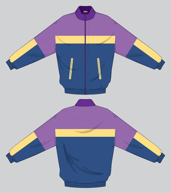 Vector plantilla de chaqueta de cortaviento retro vintage