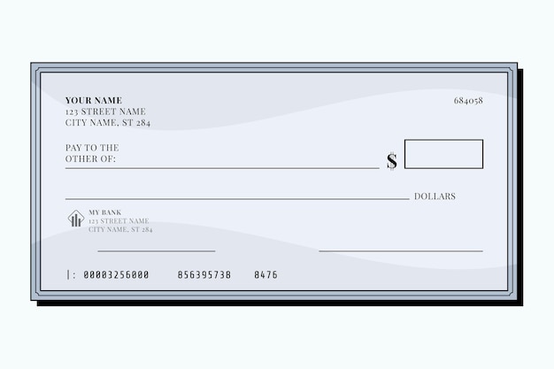 Vector plantilla de cheque en blanco plano lineal