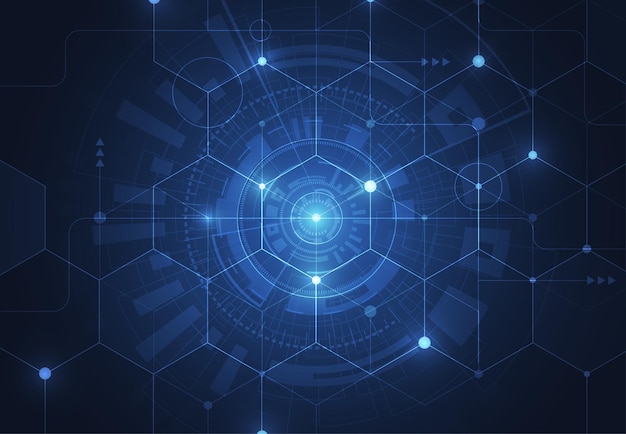 Plantilla de ciencia abstracta Tecnología líneas y puntos fondo de conexión Fondo de pantalla o pancarta con moléculas de ADN Ilustración vectorial