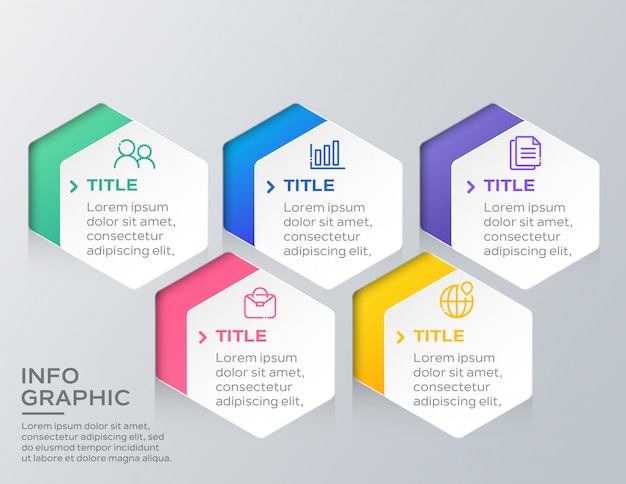 Plantilla de cinco pasos de infografía empresarial