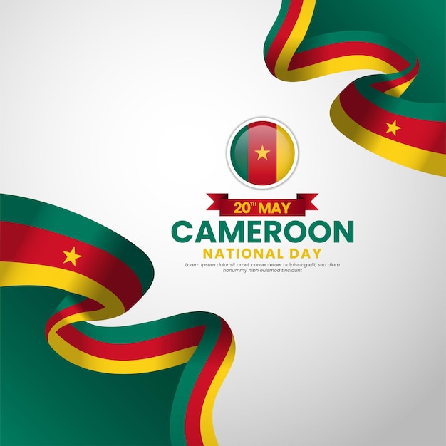 plantilla de cinta de la bandera de Camerún para el fondo de la bandera cuadrada del día nacional o el día de la independencia