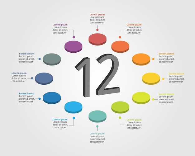 plantilla de círculo para infografía para presentación de 12 elementos