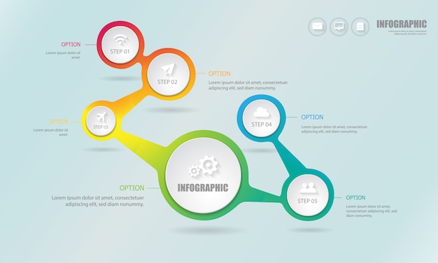 Plantilla de círculo infográfico con 6 opciones para el diseño del flujo de trabajo