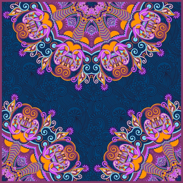 Plantilla de círculo ornamental con fondo floral