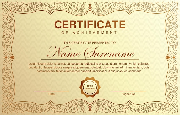 Plantilla clásica de certificado vintage