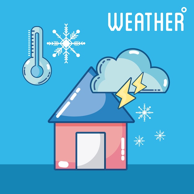 Plantilla de clima y pronóstico con elementos