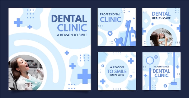 Plantilla de clínica dental de diseño plano dibujado a mano