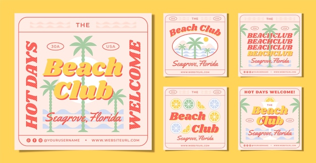 Plantilla de club de playa de diseño plano