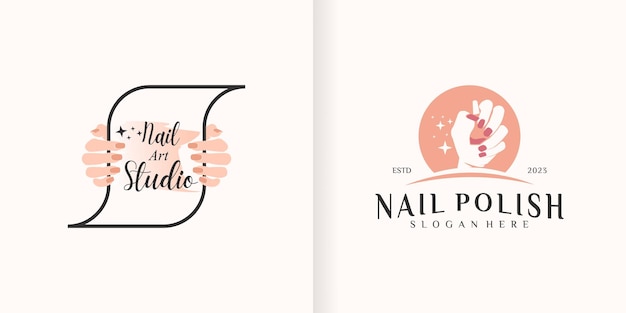 Plantilla de colección de estudio de arte de uñas para logotipo