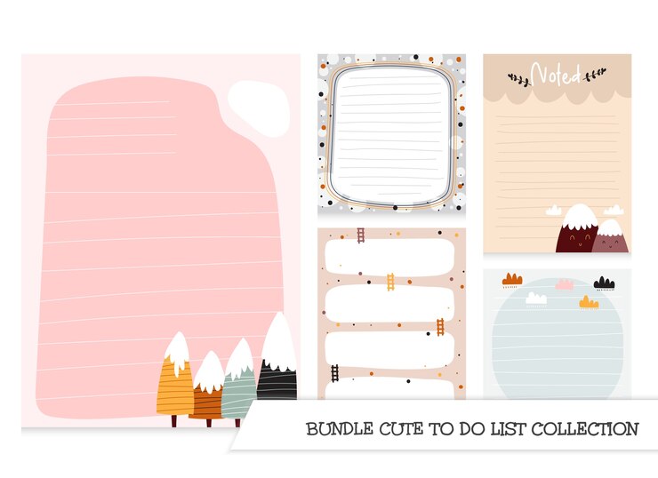Vector plantilla de colección para hacer lista de conjunto de diseño plano