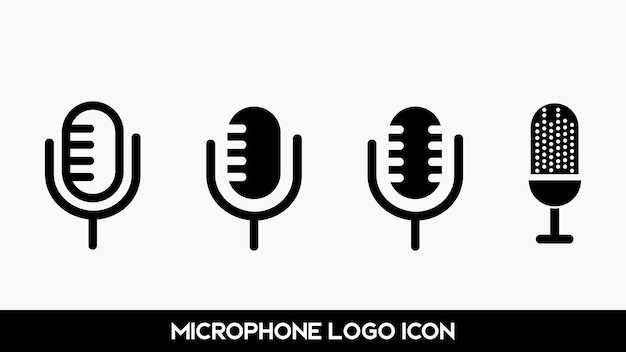 plantilla de colección de iconos del logotipo del micrófono