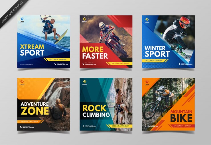 Plantilla de colección de publicaciones de deporte extremo