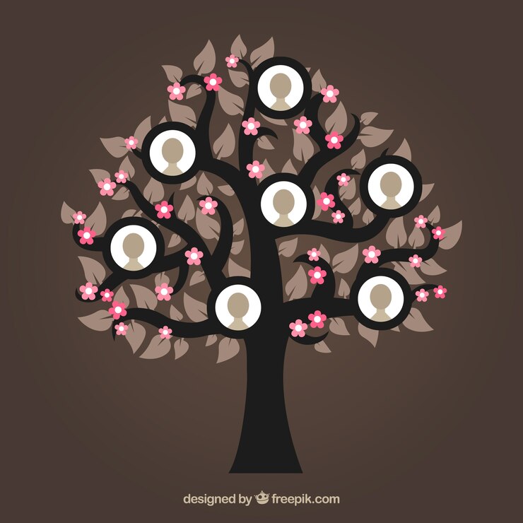 Vector plantilla de collage de fotos con árbol de diseño plano