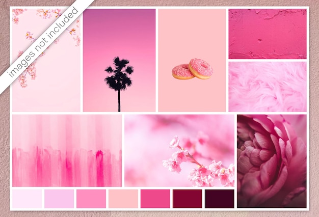 Plantilla de collage de fotos creativas Moodboard en colores rosas