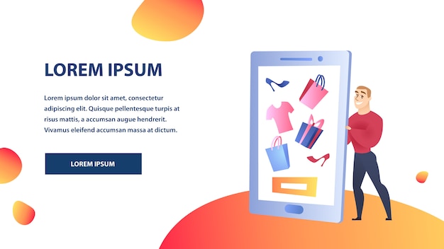 Plantilla de color plano de sitio web de compras en línea