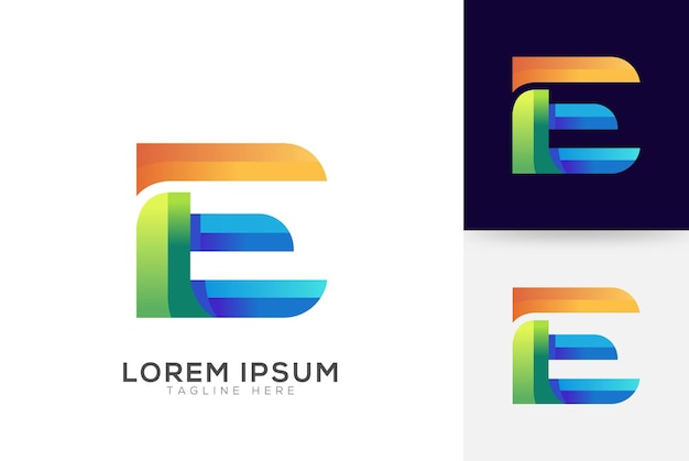 Plantilla de colores vibrantes de diseño de logotipo de letra E vectorial