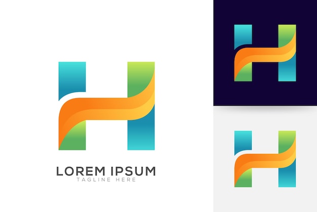 Plantilla de colores vibrantes de diseño de logotipo de letra H vectorial