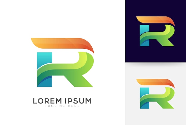 Plantilla de colores vibrantes de diseño de logotipo de letra R vectorial