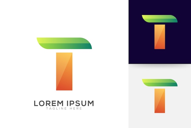 Plantilla de colores vibrantes de diseño de logotipo de letra T vectorial