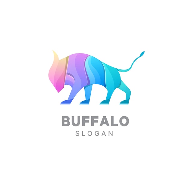 Plantilla colorida degradada de diseño de logotipo de búfalo