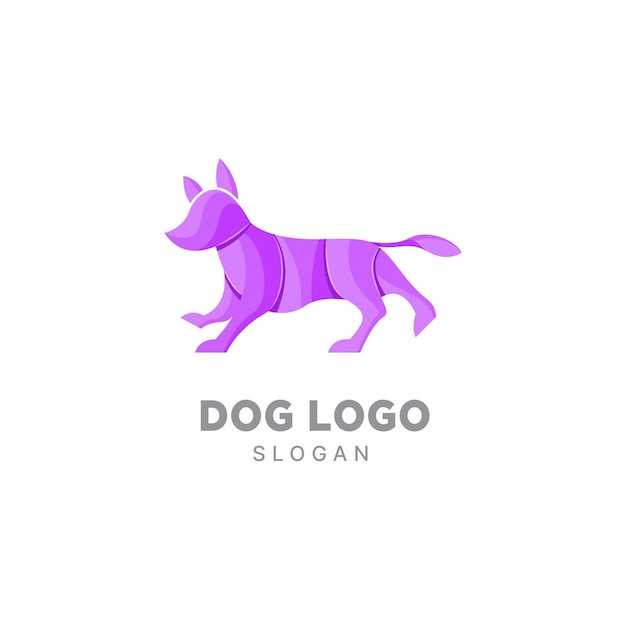 Plantilla colorida de degradado de diseño de logotipo de perro