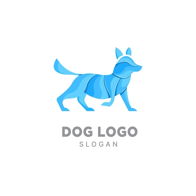 Vector plantilla colorida de degradado de diseño de logotipo de perro