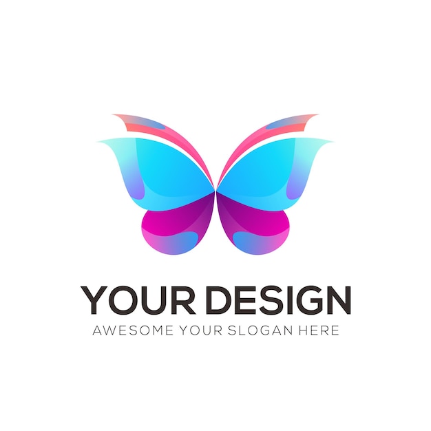 Plantilla colorida del logotipo de mariposa de diseño vectorial