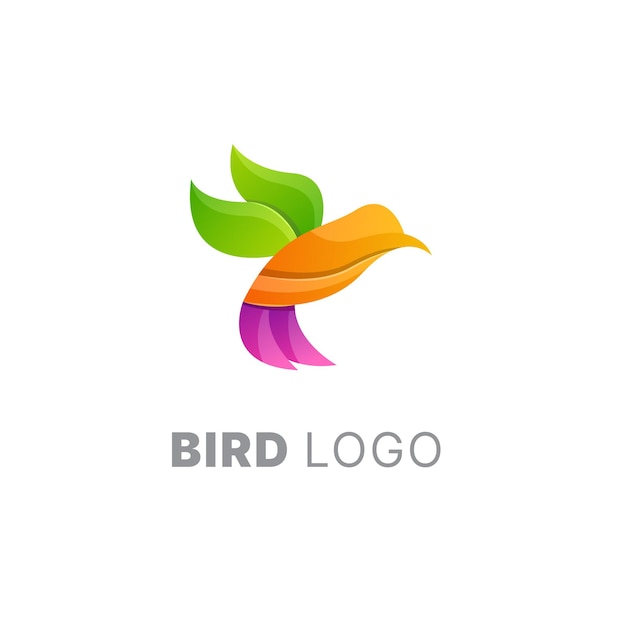 Plantilla de colorido degradado de diseño de logotipo de pájaro