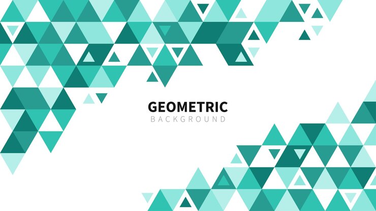Vector plantilla con un colorido patrón triangular degradado verde en cada esquina con un espacio