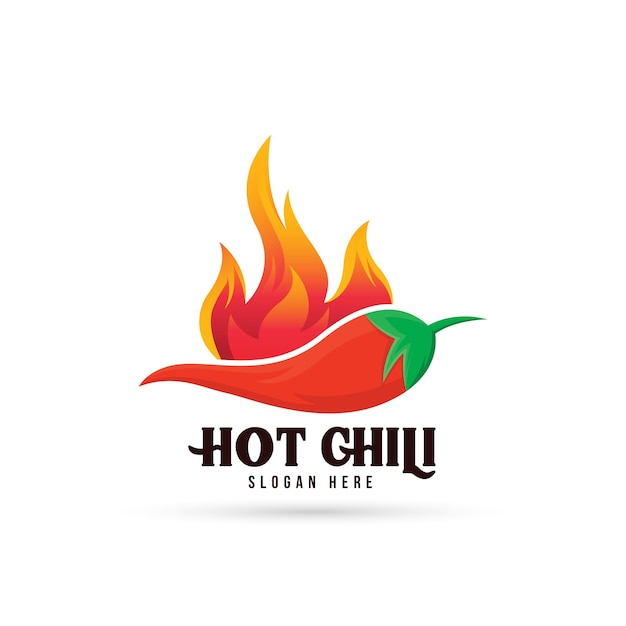 Vector plantilla de combinación de diseño de logotipo de hot red chili y fire