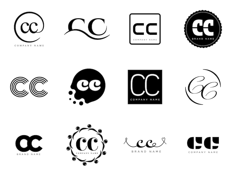 Vector plantilla de la compañía de logotipo cc logotipo de la letra c y c establezca diferentes letras serif clásicas y texto en negrita moderno con elementos de diseño tipografía de fuente inicial