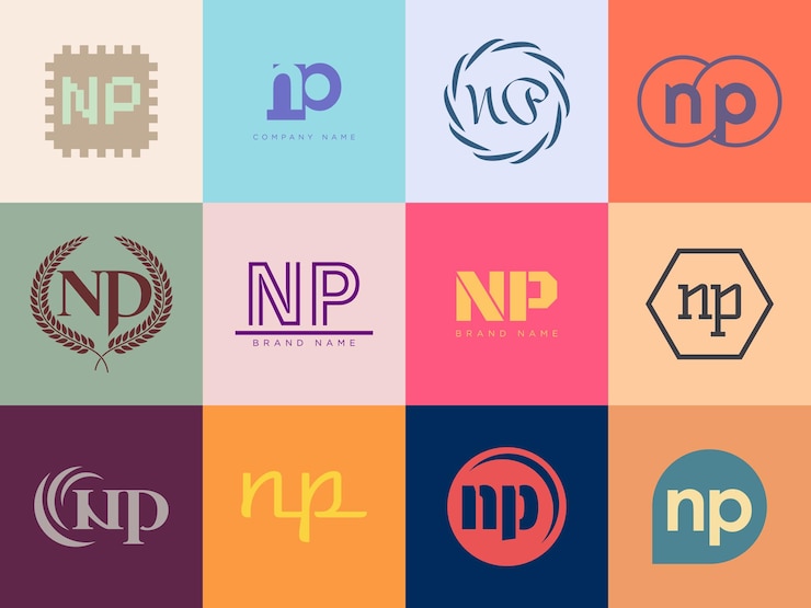Vector plantilla de la compañía de logotipo np logotipo de letra n y p establezca diferentes letras serif clásicas y texto en negrita moderno con elementos de diseño tipografía de fuente inicial