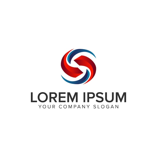 Plantilla de concepto de diseño de logotipo 3D de letra S vector totalmente editable