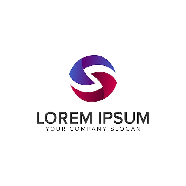 Plantilla de concepto de diseño de logotipo de círculo 3D de letra S vector totalmente editable