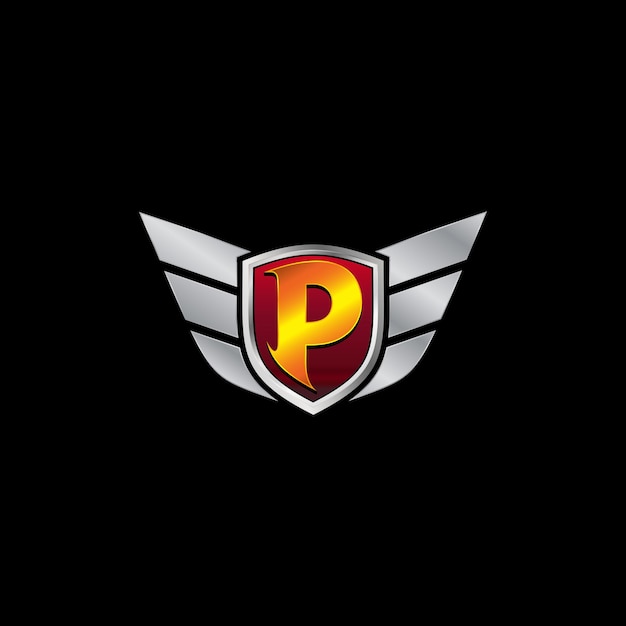 Plantilla de concepto de diseño de logotipo de icono de letra P de guardia automática