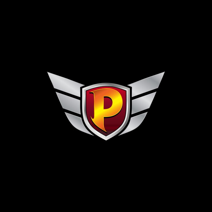 Vector plantilla de concepto de diseño de logotipo de icono de letra p de guardia automática