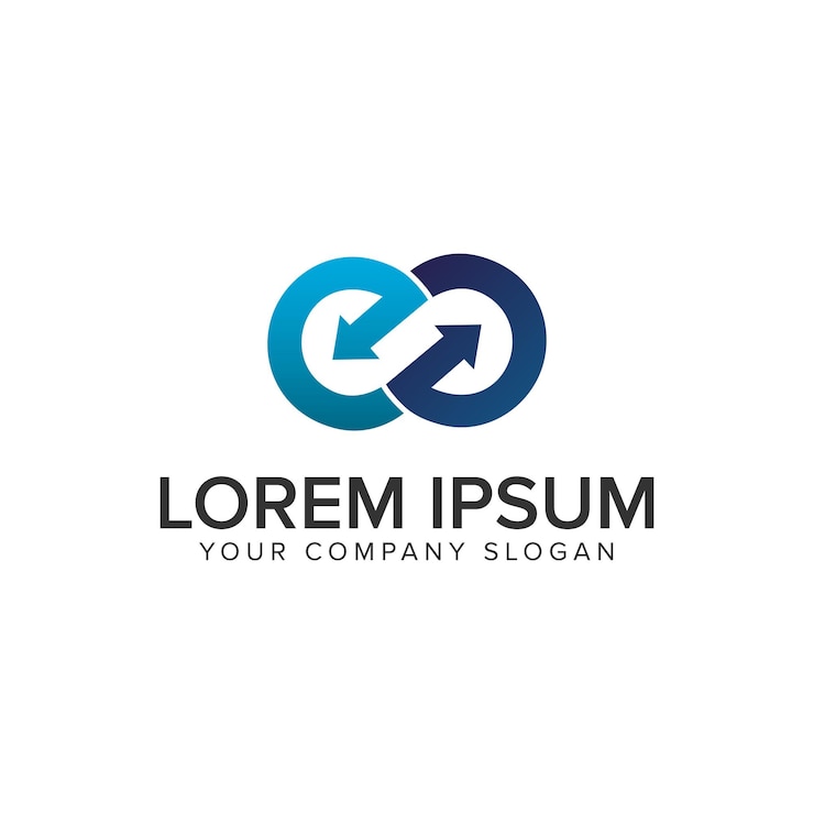 Vector plantilla de concepto de diseño de logotipo de logotipo de flecha ilimitado vector totalmente editable
