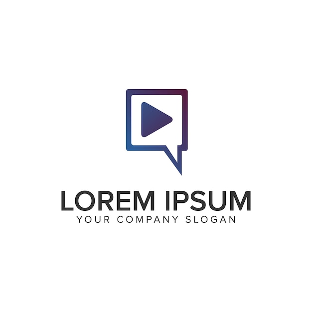 Plantilla de concepto de diseño de logotipo multimedia de chat vector totalmente editable